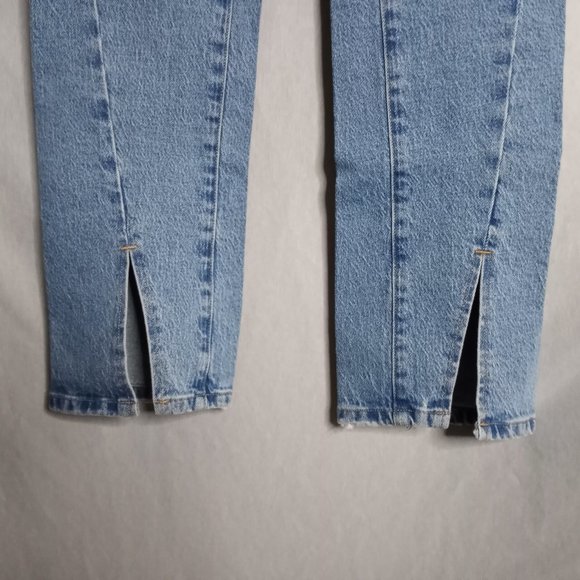 Good American Women's Button Fly Skinny Leg Split Hem Distress Waist Jeans 0/25 - Picture 8 of 9